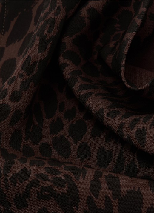 Reiss Harlie midi jurk met panterprint en split - detail 7 bruin