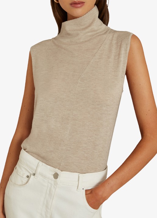 Reiss Harper mouwloze top van wol met col