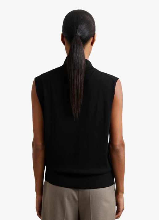 Reiss Harper mouwloze top van wol met col - achterkant 3 black / zwart