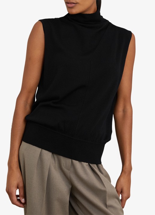 Reiss Harper mouwloze top van wol met col - detail 4 black / zwart
