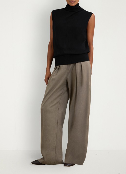 Reiss Harper mouwloze top van wol met col - voorkant 2 black / zwart