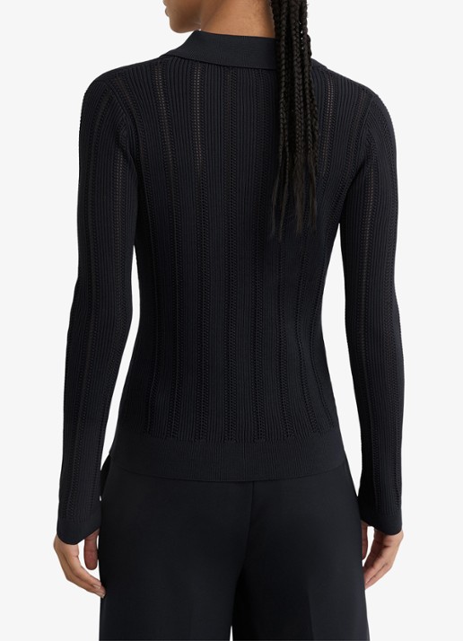 Reiss Harri fijngebreid vest met kraag - achterkant donkerblauw