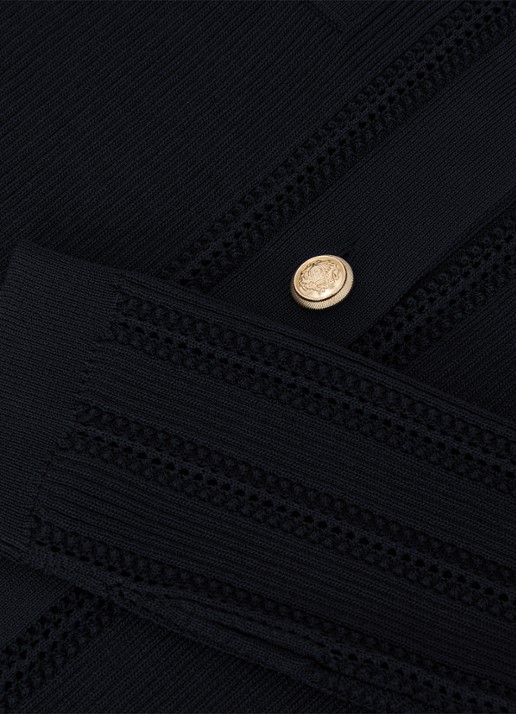 Reiss Harri fijngebreid vest met kraag - detail 4 donkerblauw