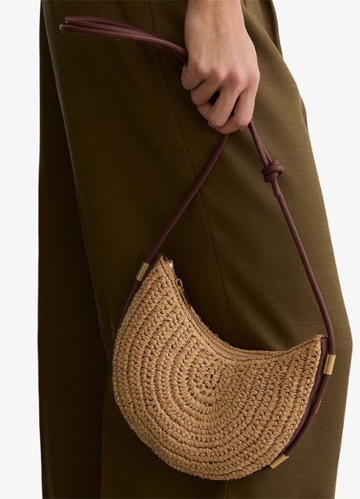 Reiss Harriet schoudertas met details van leer - voorkant 2 bruin