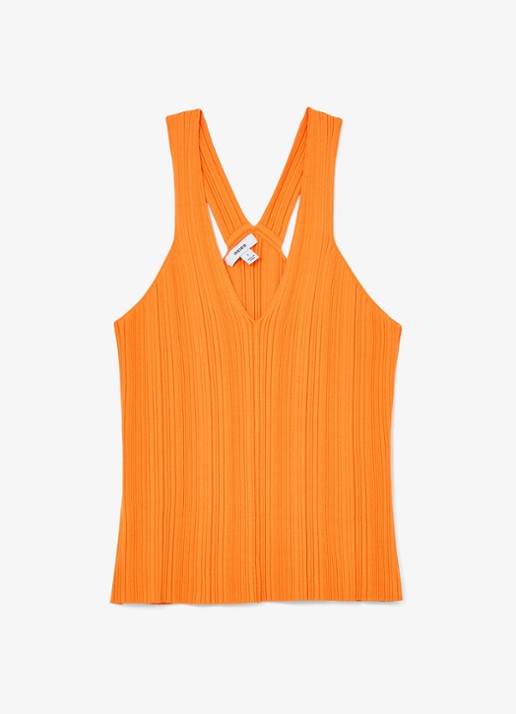 Reiss Harris fijngebreide top met V-hals - voorkant 5 orange / oranje