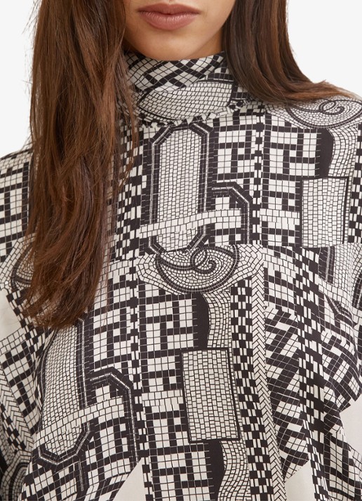 Reiss Harry tuniek met sjaalkraag en ballonmouwen - detail 5 zwart