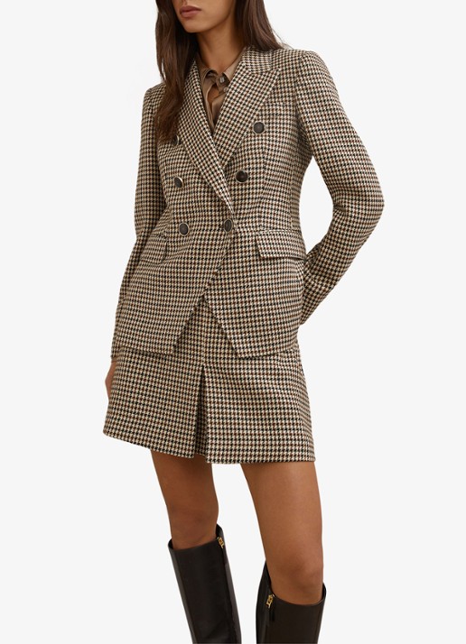 Reiss Hartley double-breasted blazer in wolblend met pied-de-poule dessin