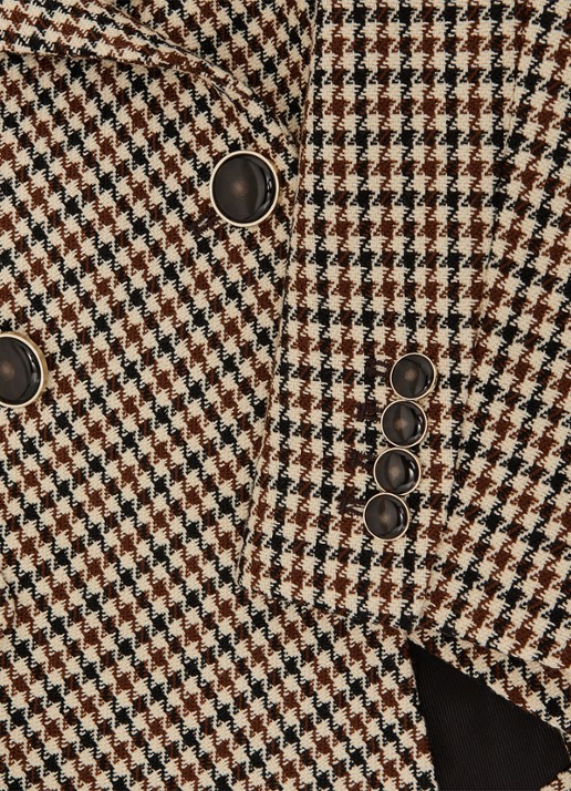 Reiss Hartley double-breasted blazer in wolblend met pied-de-poule dessin - detail 4 beige
