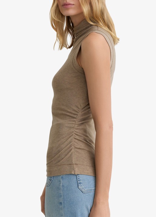 Reiss Hattie fijngebreide coltrui in wolblend - detail 3 dark neutral / beige