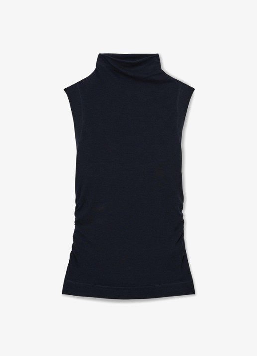Reiss Hattie fijngebreide coltrui in wolblend - voorkant donkerblauw