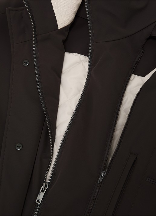 Reiss Haylen jas met uitneembare binnenjas  - detail 4 donkerbruin