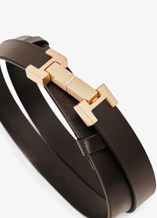 Reiss Hayley riem van leer - detail 4 chocoladebruin
