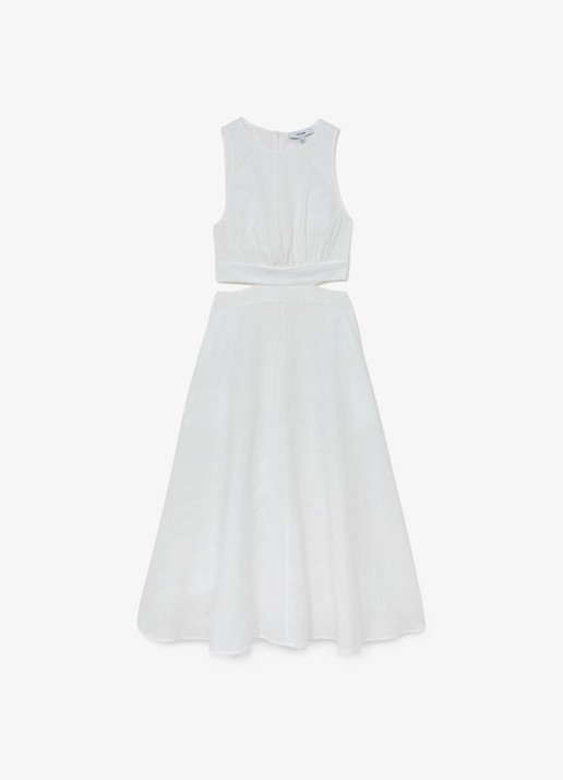 Reiss HAZEL Linen-Cotton Cut-Out Midi Dress