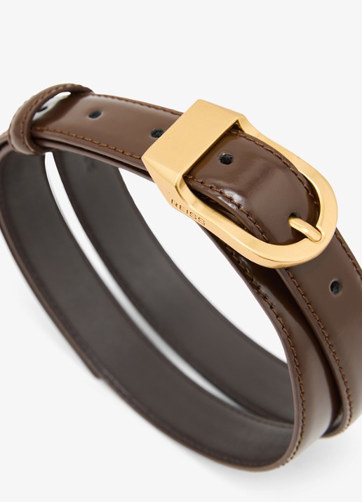 Reiss Hazel riem van leer - detail 2 chocoladebruin