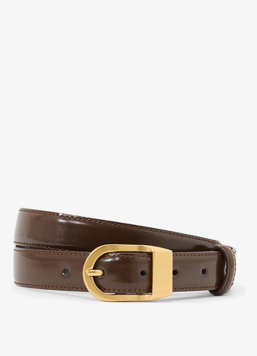 Reiss Hazel riem van leer - voorkant 3 chocoladebruin