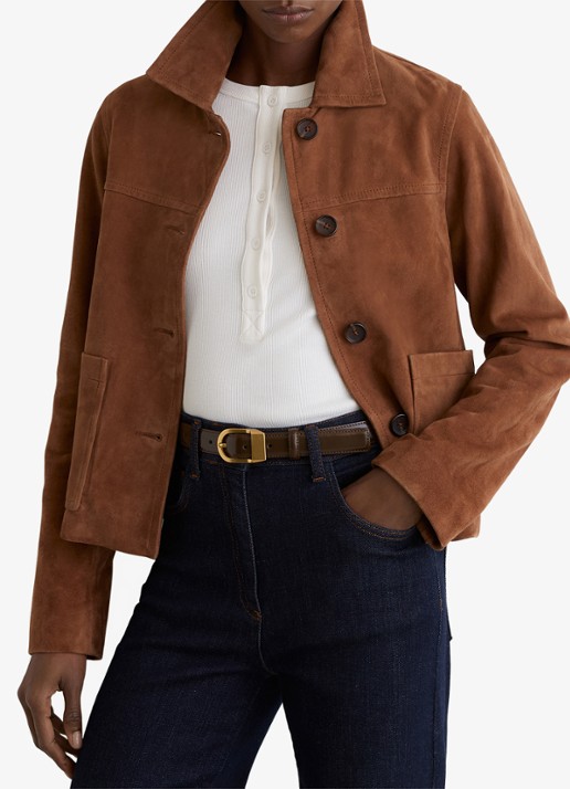Reiss Hazel riem van leer - voorkant 4 chocoladebruin