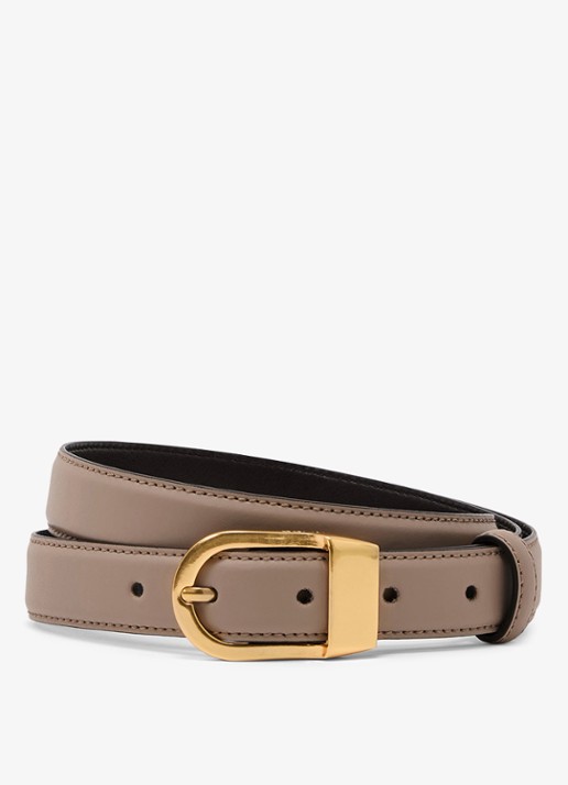 Reiss Hazel riem van leer - voorkant taupe / beige