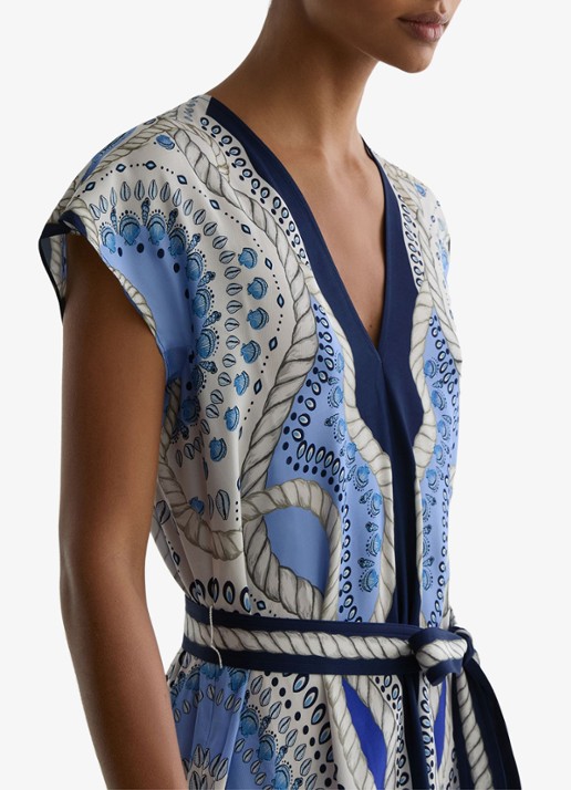 Reiss Heidi midi jurk met grafische print - detail 2 blauw