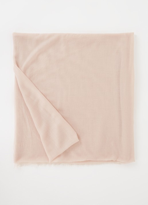 Reiss Heidi sjaal in kasjmierblend 210 x 105 cm - voorkant lichtroze