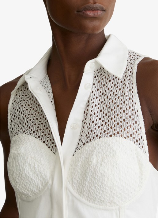 Reiss Hera midi jurk met broderie - detail 2 wit
