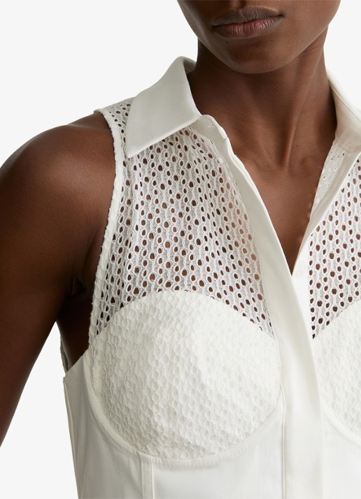 Reiss Hera midi jurk met broderie - detail 3 wit