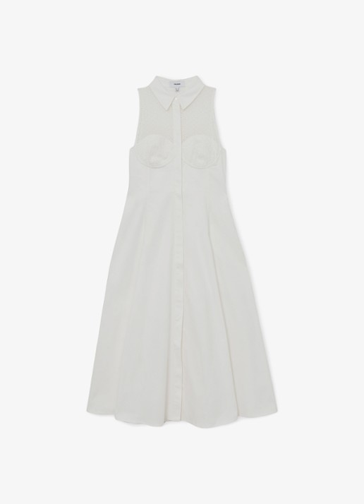 Reiss Hera midi jurk met broderie - voorkant 5 wit