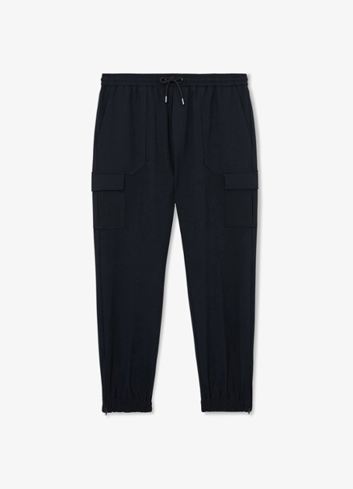 Reiss Hidden tapered fit pantalon met klepzakken - voorkant 2 donkerblauw