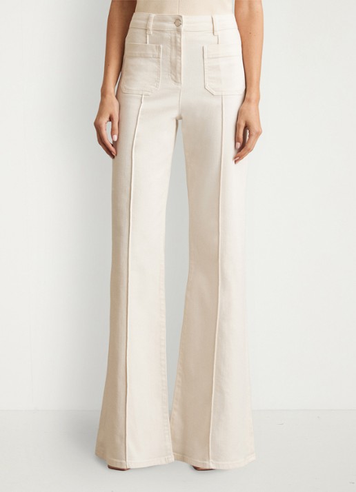 Reiss High waist flared jeans met opgestikte zakken - detail gebroken wit