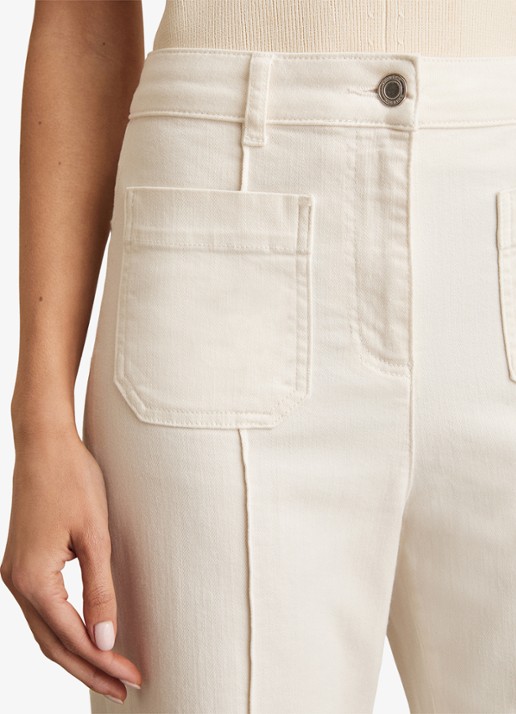 Reiss High waist flared jeans met opgestikte zakken - detail 2 gebroken wit