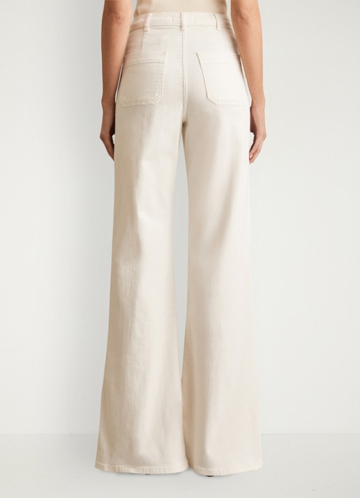 Reiss High waist flared jeans met opgestikte zakken - achterkant gebroken wit