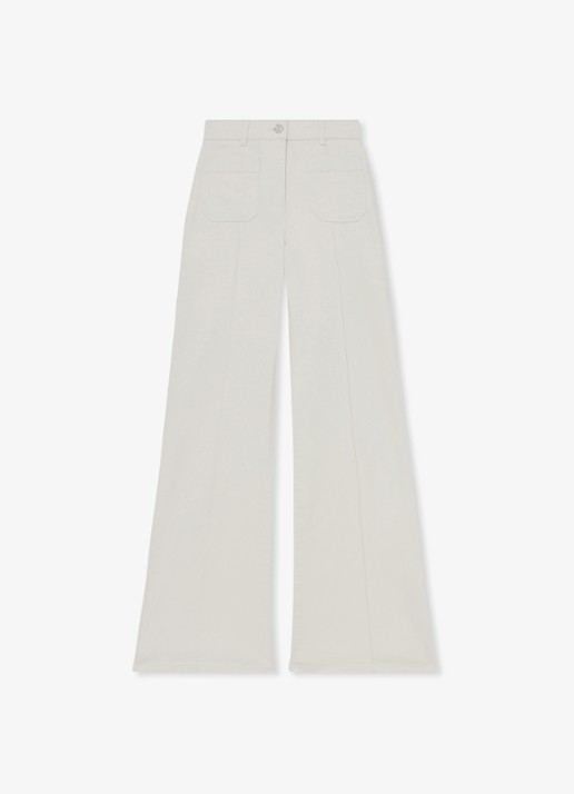 Reiss High waist flared jeans met opgestikte zakken - voorkant 5 gebroken wit