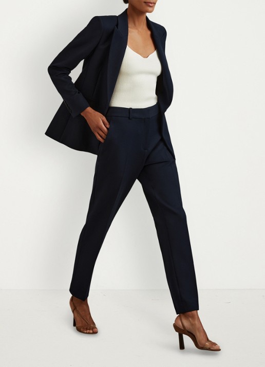 Reiss High waist straight fit pantalon met steekzakken - detail 4 donkerblauw