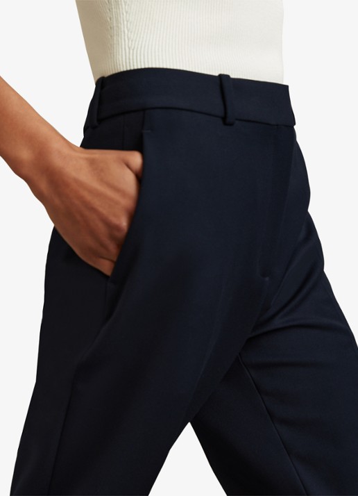 Reiss High waist straight fit pantalon met steekzakken - detail 5 donkerblauw