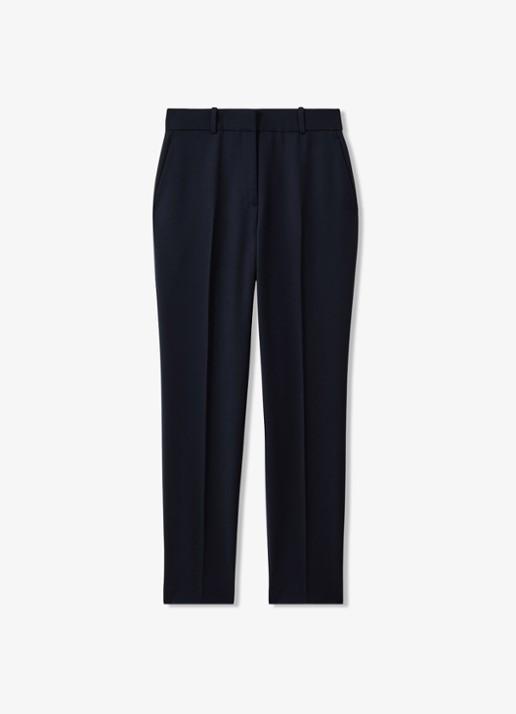 Reiss High waist straight fit pantalon met steekzakken - voorkant 2 donkerblauw