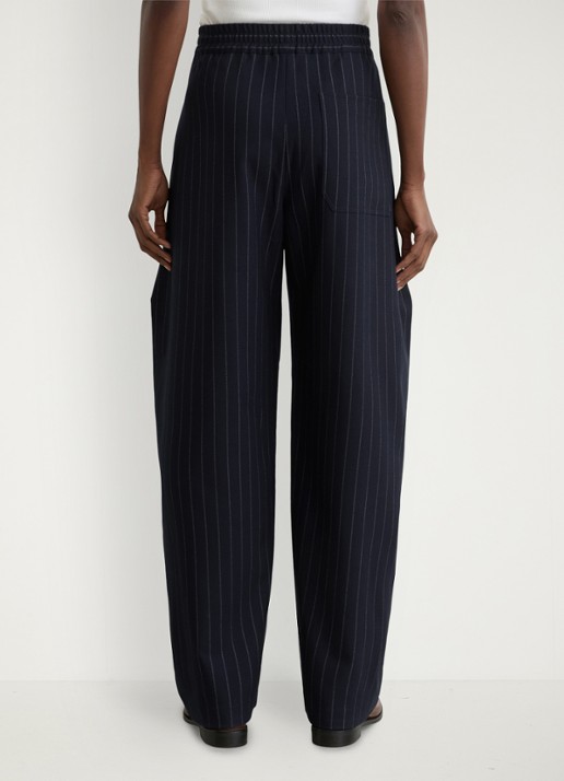Reiss High waist tapered fit pantalon met krijtstreep - achterkant 3 donkerblauw