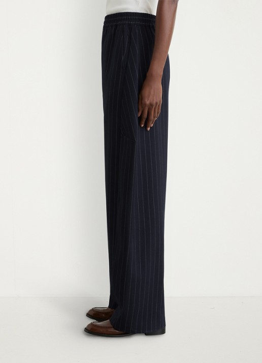Reiss High waist tapered fit pantalon met krijtstreep - detail 6 donkerblauw