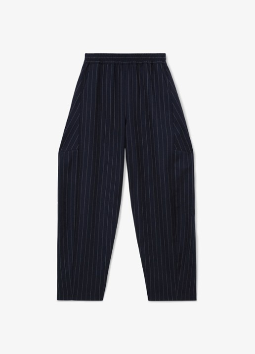 Reiss High waist tapered fit pantalon met krijtstreep - voorkant donkerblauw