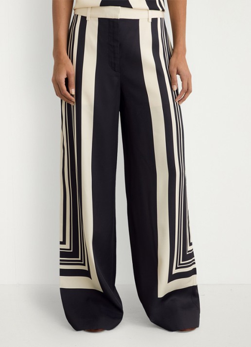 Reiss High waist wide fit pantalon met grafische print