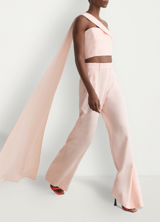 Reiss High waist wide fit pantalon met steekzakken - detail 6 lichtroze