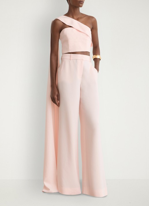 Reiss High waist wide fit pantalon met steekzakken - voorkant 2 lichtroze