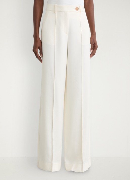 Reiss High waist wide fit pantalon met steekzakken - detail creme