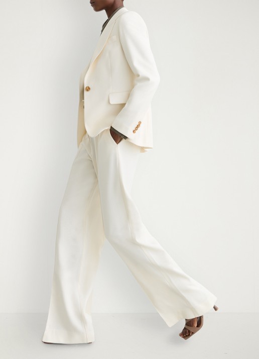 Reiss High waist wide fit pantalon met steekzakken - detail 4 creme