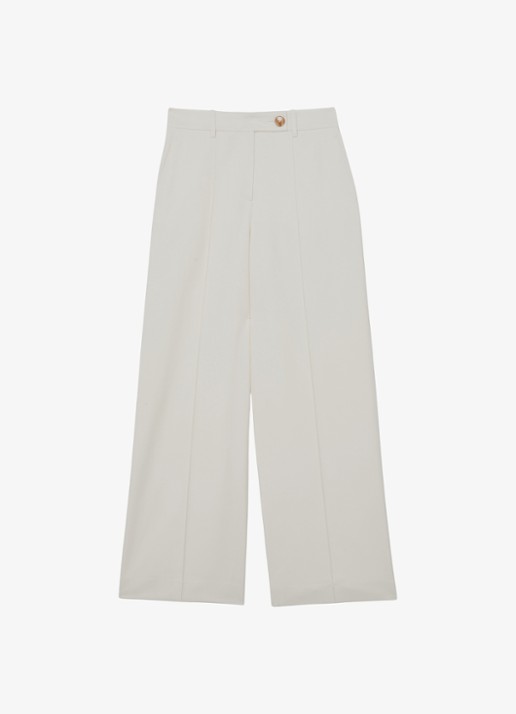 Reiss High waist wide fit pantalon met steekzakken - voorkant 6 creme
