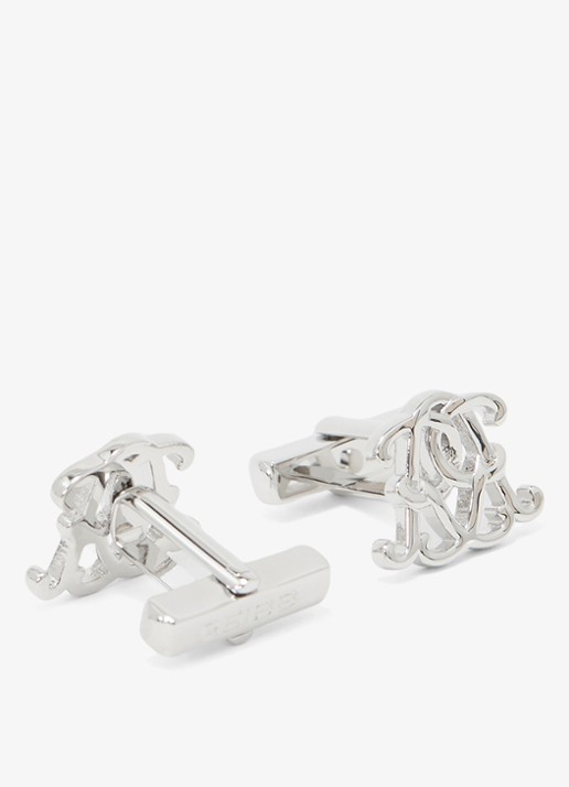 Reiss Hitch manchetknoop met monogram - voorkant 2 zilver