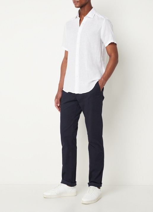 Reiss Holiday slim fit overhemd van linnen - voorkant 2 wit
