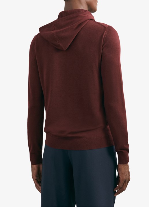 Reiss Holland hoodie van merino wol  - achterkant 5 donkerrood
