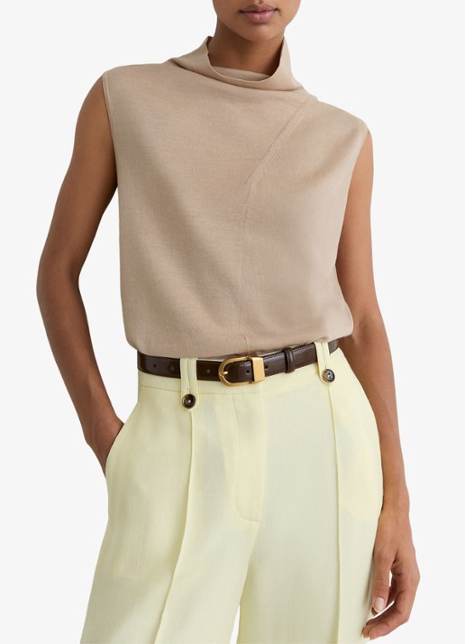 Reiss Honey top van wol met col