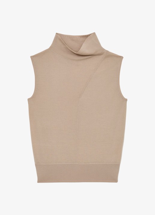 Reiss Honey top van wol met col - voorkant 2 beige
