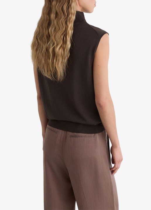 Reiss Honey top van wol met col - achterkant 7 chocolate brown / bruin