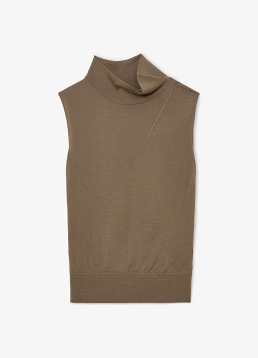 Reiss Honey top van wol met col - voorkant 4 khaki green / groen